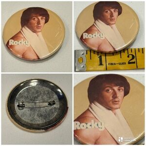 Vintage Rocky Balboa movie promotional pin featuring Sylvester Stallone.